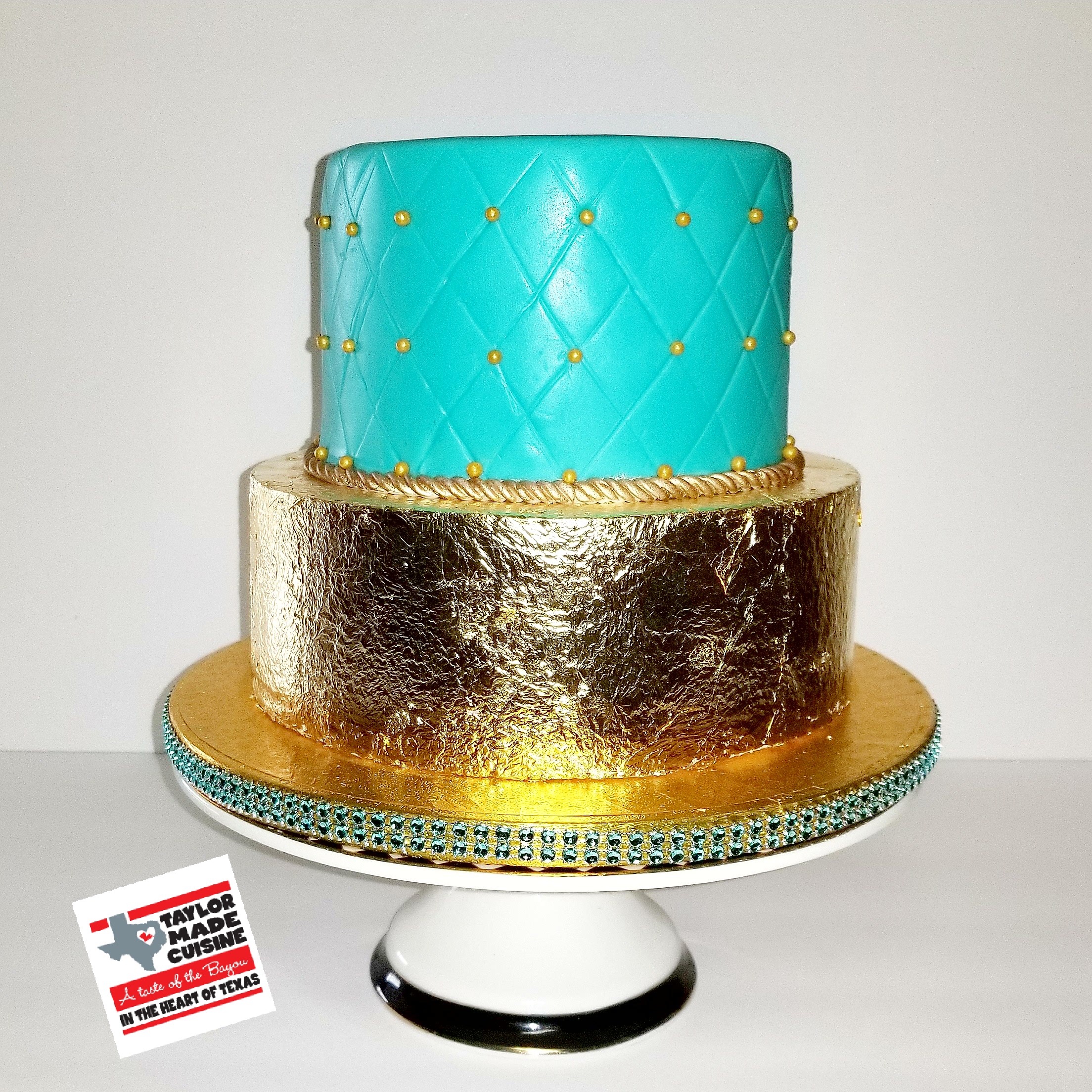 Tiffany Blue & Gold Birthday Cake